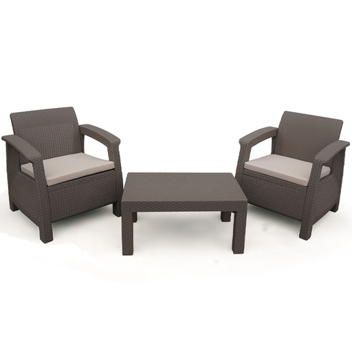 Coastline Paria Outdoor Patio Set 3Pcs - Grey