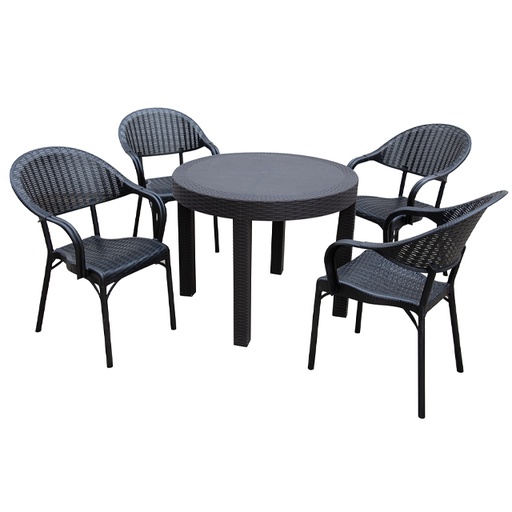 Coastline Castara Outdoor Bistro Dining Patio Set 5Pcs - Black