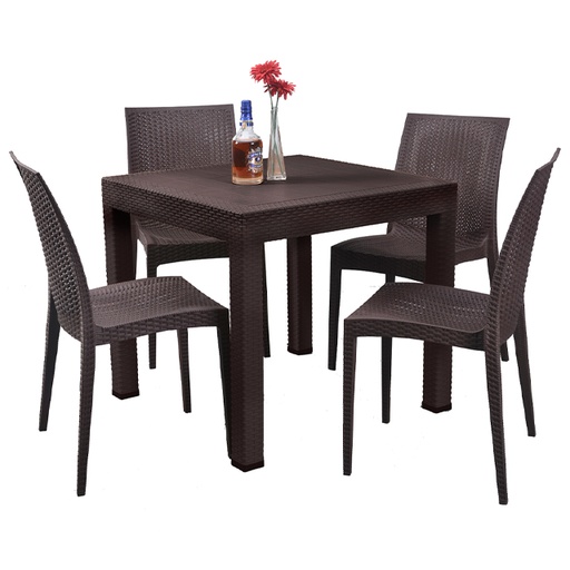 Coastline Castara Outdoor Dining Patio Set 5Pcs -  Brown