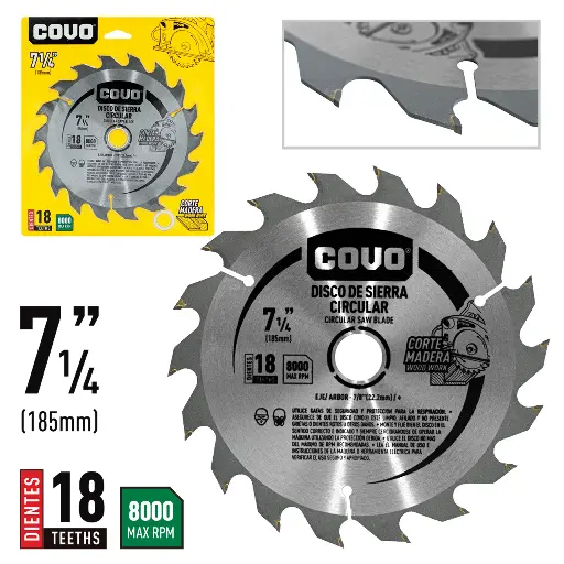 Covo Circular Saw Blade 7 1/4" 18T For Metal