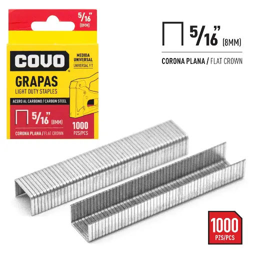 Covo Flat Crown Staples 5/16" 8mm 