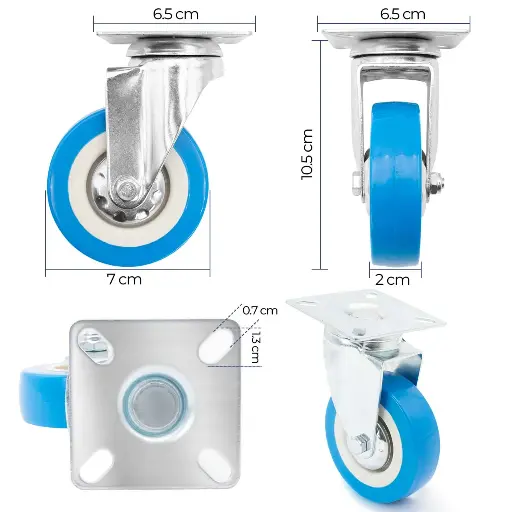 Castor Swivel Wheel 3" - Light Blue