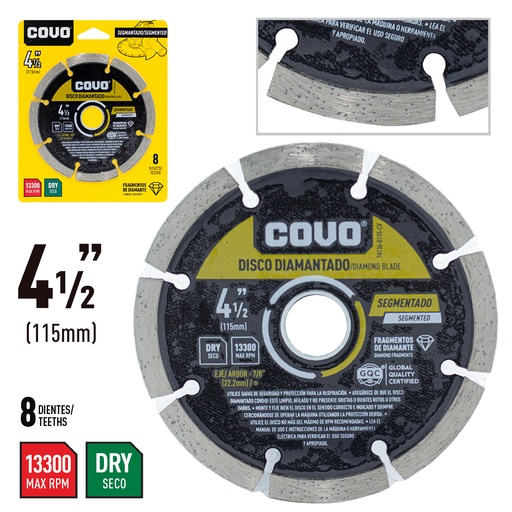 Covo Segmented Diamond Blade Masonry Cutting Disc 4 1/2"