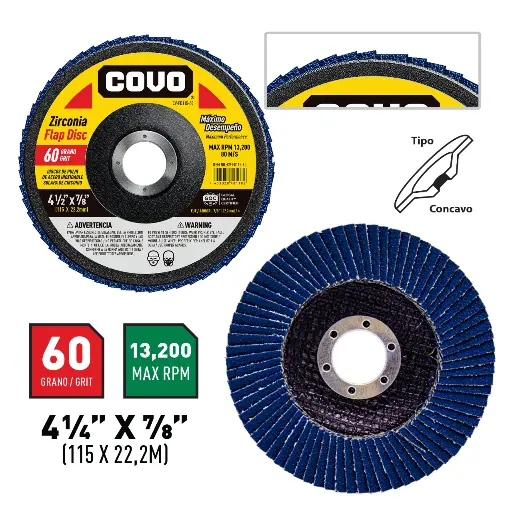 Covo Flap Polishing Disc 60Grit 4 1/2″ x 7/8″