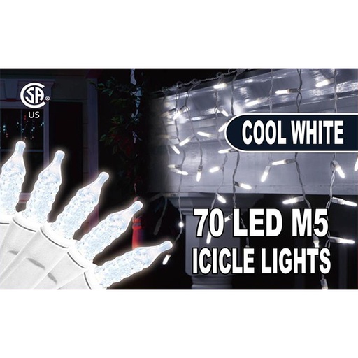 LED Icicle Lights 70Ct M5 - Cool White