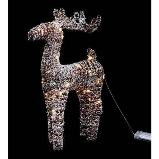 Snowy Light Up Rattan Reindeer 50cm