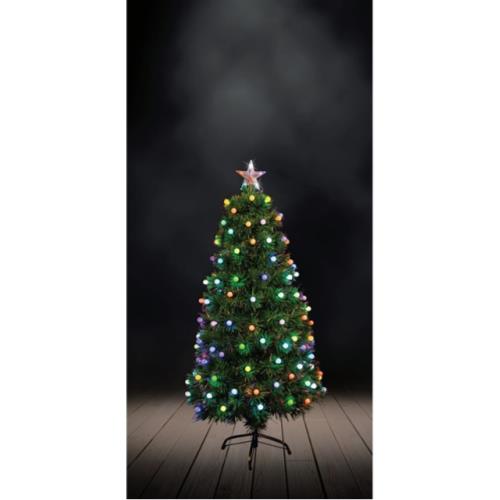 LED Fibreoptic Tree 120Cm W/ Rainbow Balls