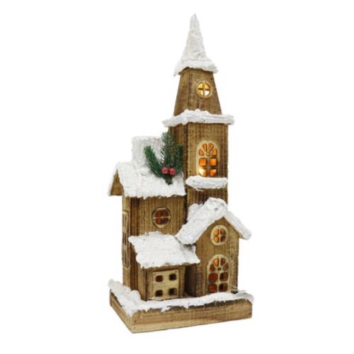 Snowy Light Up Church 46cm