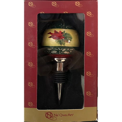 Christmas Wine Stopper Joy 5.5H - Glass & Metal