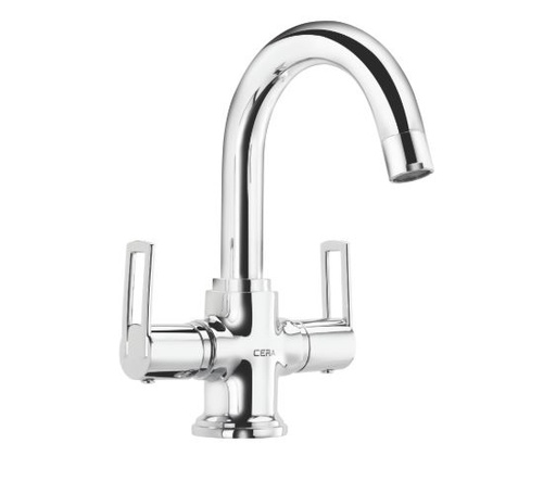 [23599600000] CERA  Topaz Central Hole Basin Mixer W/ Braided Connection Pipe (W/O Pop-Up) 18"